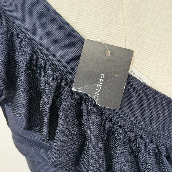 French Connection Navy Blue One-Shoulder Dress Size 2 - Picture 12 of 16